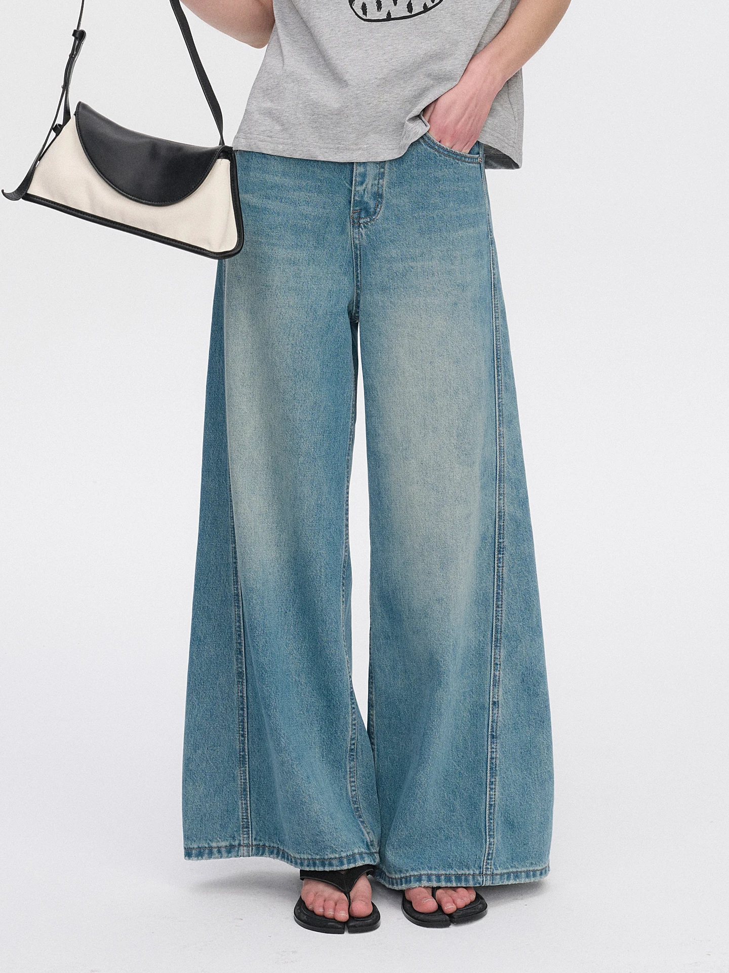 

Женские джинсы Digbuti Dolomiti: весенние, светло-голубые, широкие, прямые, тонкие, в стиле ретро, премиум-класса, комфортные, дышащие, из хлопка