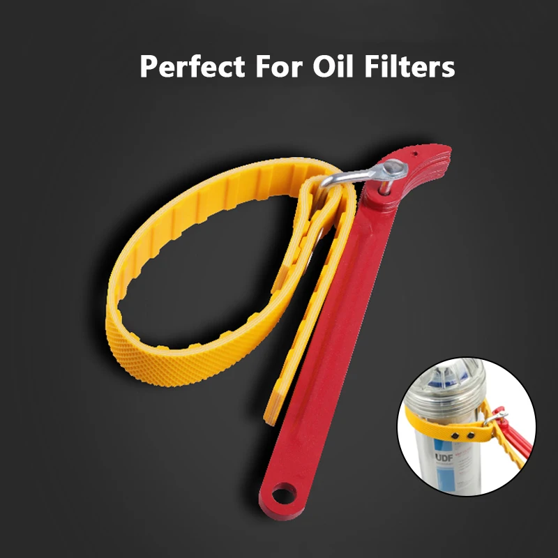 Multifunction Belt Wrench Belt Filter Red Yellow Repair Filter Chain Wear-resistant Durable Extended Adjustable Anti-skid Tools