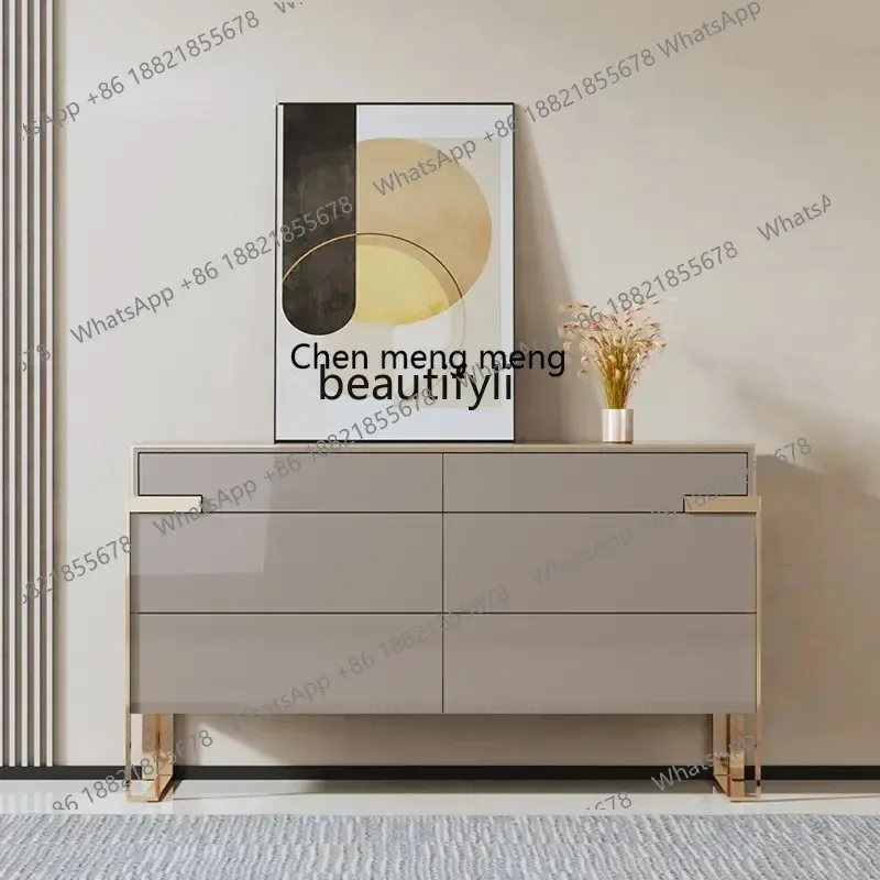 cn8350 LHY zq Italian Style  Entrance Cabinet Hong Kong Style Light Luxury Xuan Locker Simple Chest of Six Drawers Simple Luxury