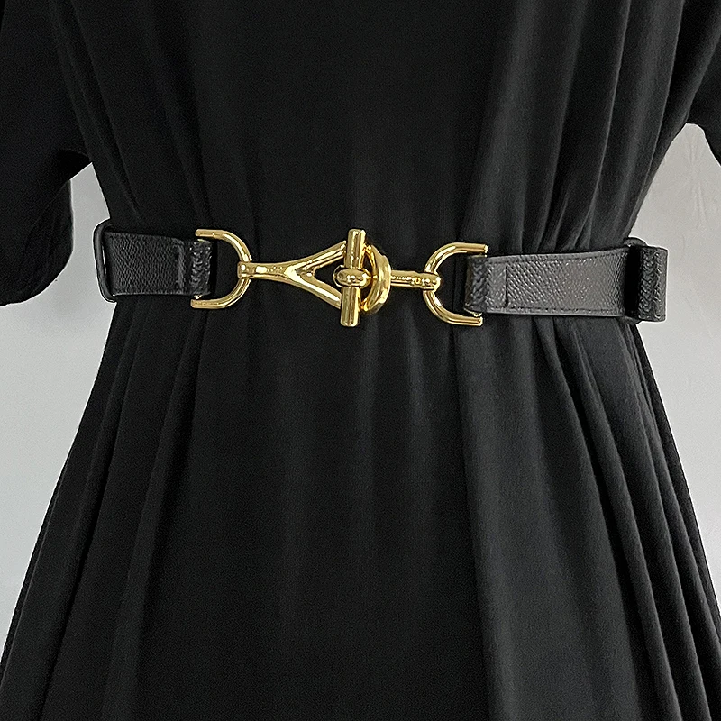 

Vintage Metal Hook Buckle Waist Belts for Women Cow Leather Slim Belts Lichee Pattern Cowhide Adjustable Dress Shirts Belt Strap