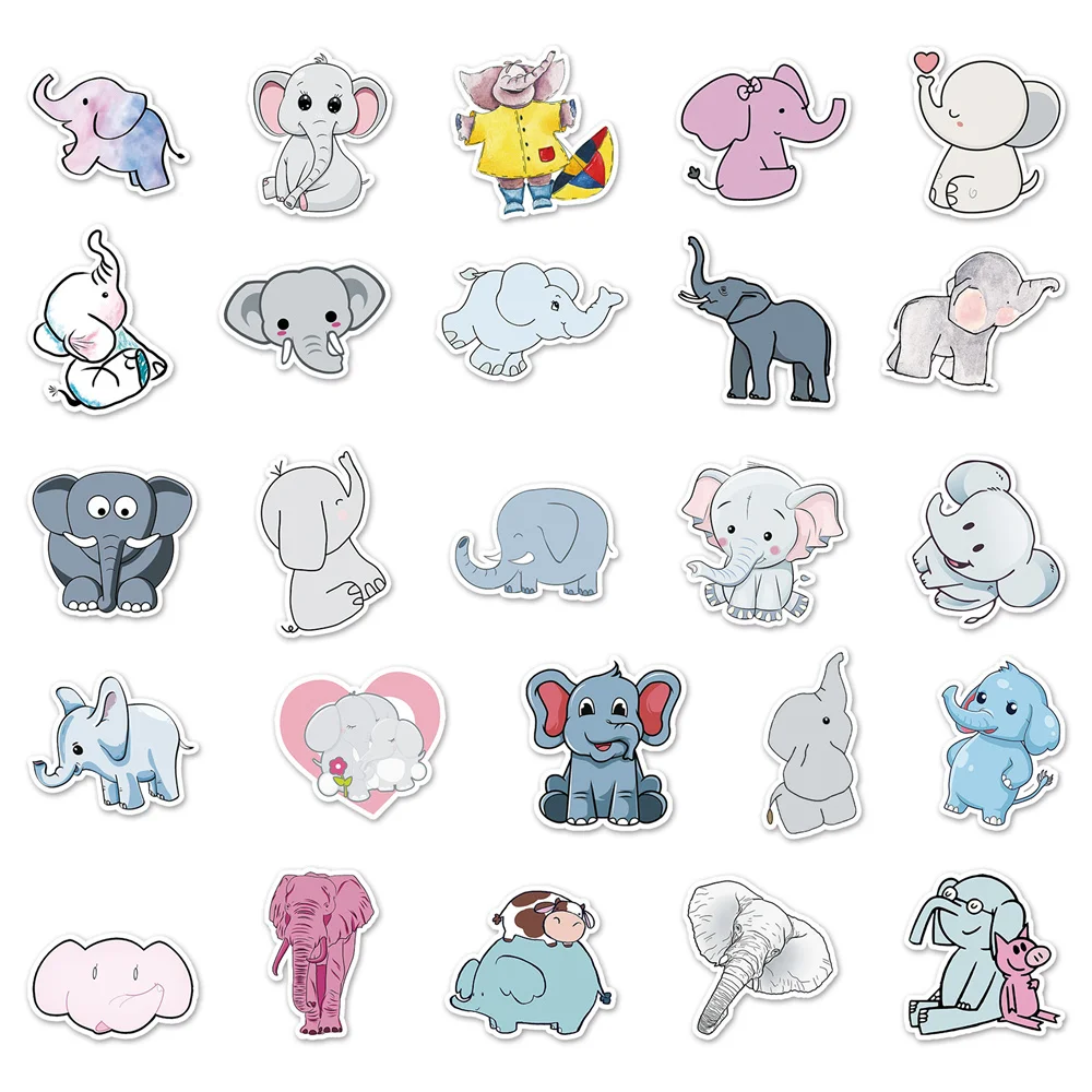 Elefante de dibujos animados para decoración de teléfono móvil, pegatina impermeable con personalidad creativa, Maleta de ordenador, coche, venta al