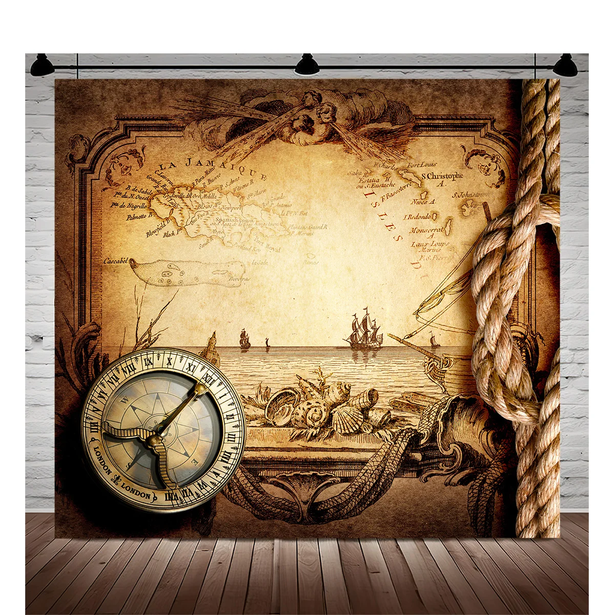 Latitude And Longitude Vintage Polyester Photography Background Vintage Palette Flat Lay Studio Backdrops JK-04