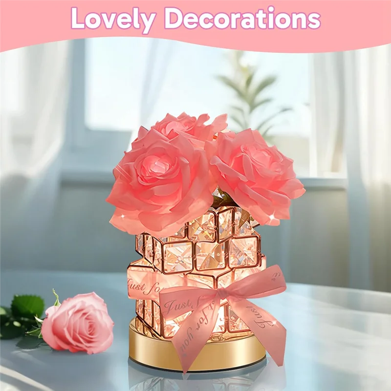 A95I-Rose Lamp 3 Colour Infinitely Dimming Battery Powered Small Night Light Touch Bedside Lamps
