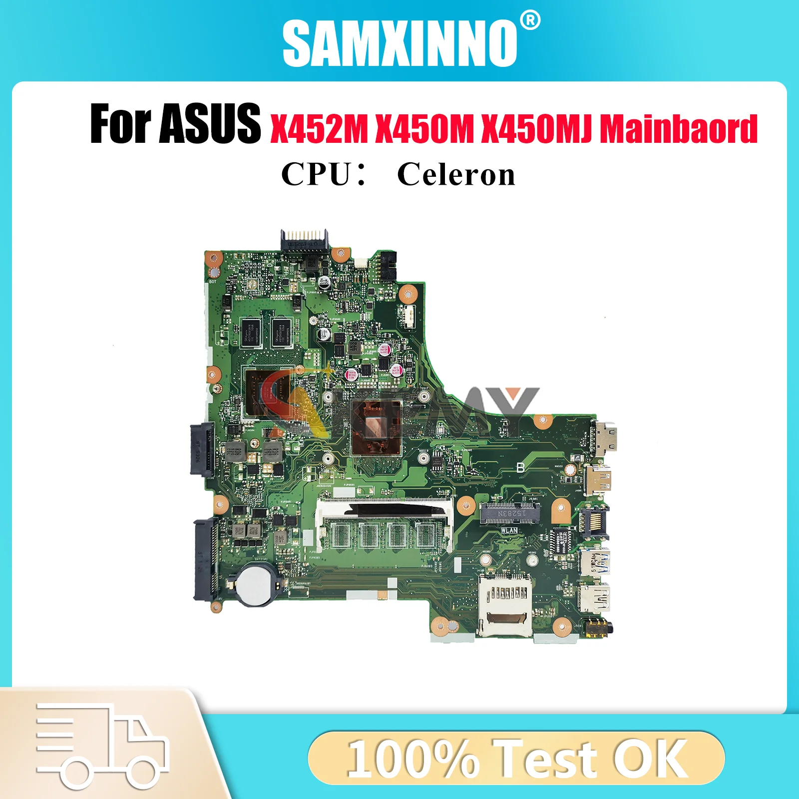 

Материнская плата для ноутбука X450MD для ASUS VivoBook X450MD X452M X450M X450MJ, материнская плата для ноутбука с процессором Celeron, ОК, быстрая доставка