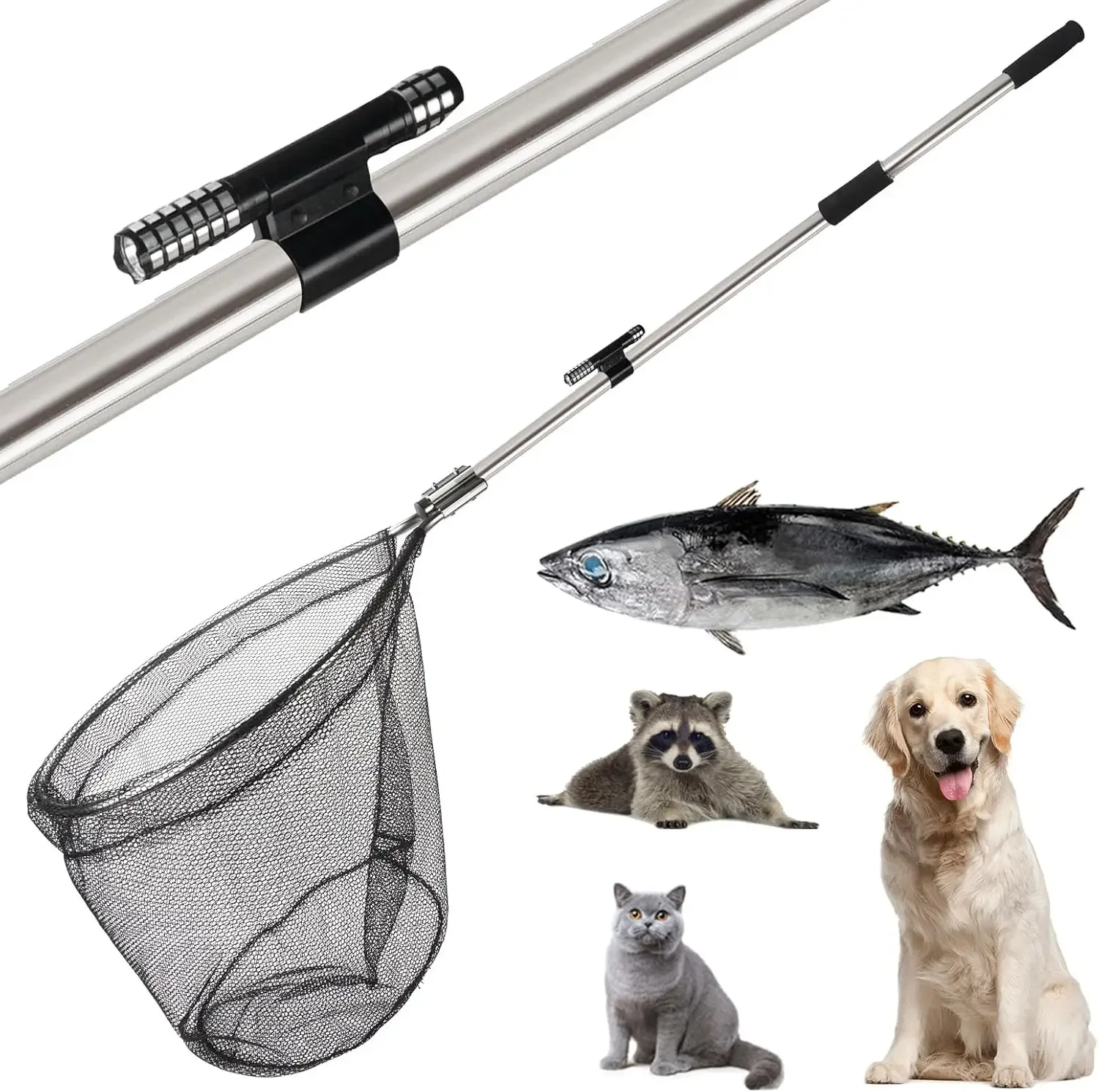 Catch Net Pole, Animal Catching Net, Wildlife Control Tool, Large Fish Landing Net for Chicken Raccoon Duck Goose Bird Skunk