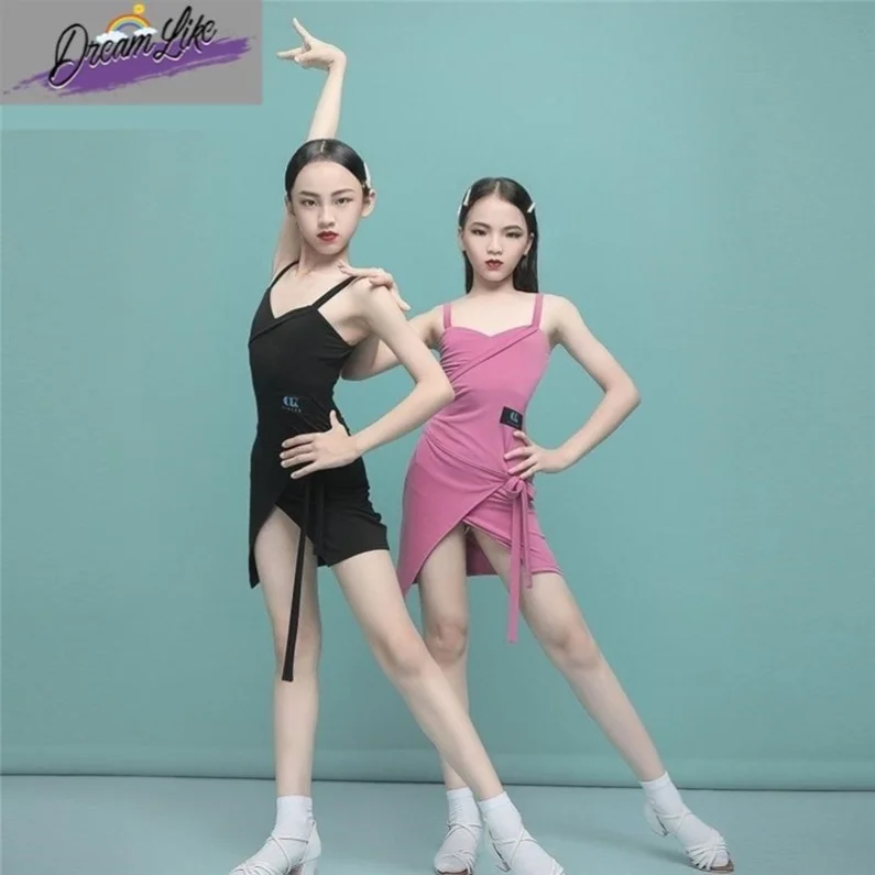 

Детский летний костюм для латиноамериканских танцев: красная юбка на бретелях для девочек, для занятий и экзаменов по ча-ча-ча