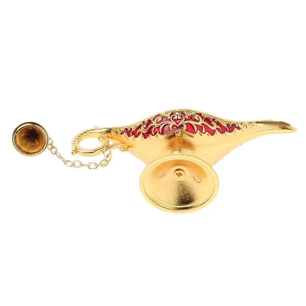 Decorative Vintage Aladdin Magic Lamp Removable Lid Genie Ornament for Jewelry Storage Gift