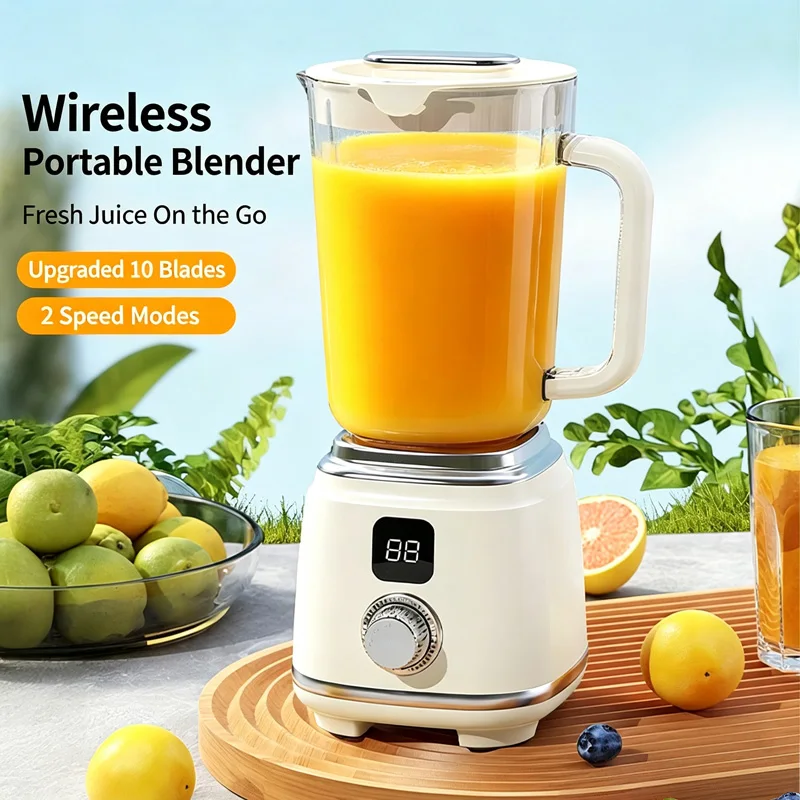 7.4V Portable Wireless Blender 10 Blades 3000mAh Fruit Juicer Machine Ice Crushing Auxiliary Food Mixer for Orange Smoothie