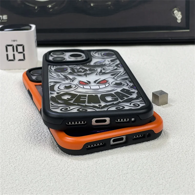 Funda de teléfono transparente a prueba de golpes de Anime 3D lindo p-pokemon Gengar para iPhone 11 12 13 14 15 16Pro Max funda anticaída de dibujos animados p-pokemon