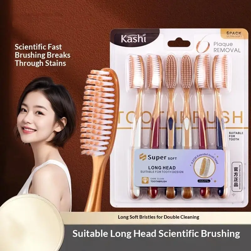 6 Pack Soft Bristle Toothbrushes for Sensitive Teeth Portable Lightweight Oral Care Set for Business Travel