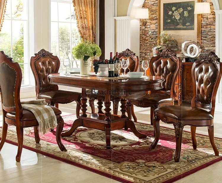

American oval dining table 1.6 meters all solid wood European dining table