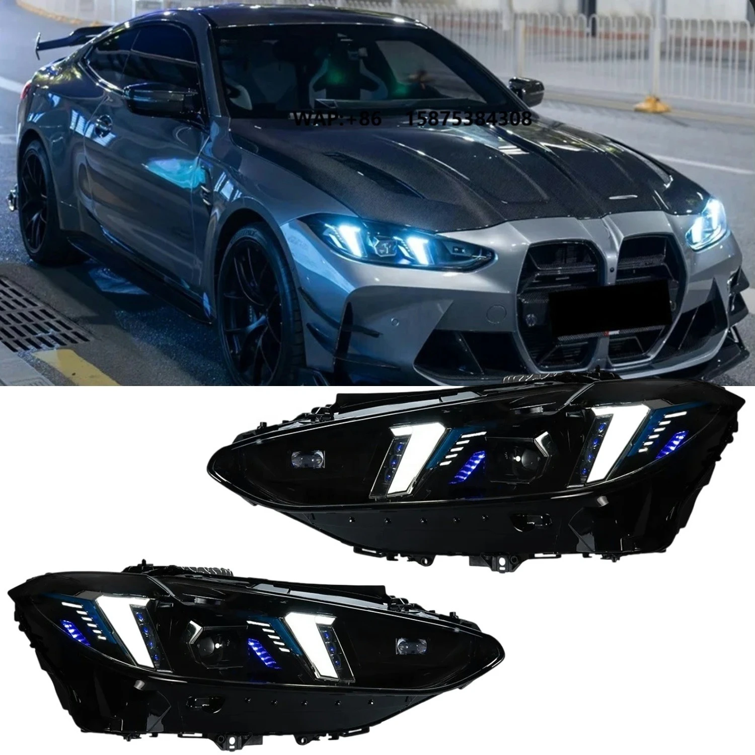 

4 Series G22 Headlights G23 G26 G82 M4 425i 430i 435i LED Modified DRL 2019-2023 Upgrade to M4 Style Front Lamp for