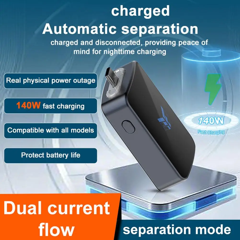 

New Intelligent Full Charge Separator Auto Eject Physical Disconnect Anti Overcharge Battery Protection Type-C 140W Fast Charge