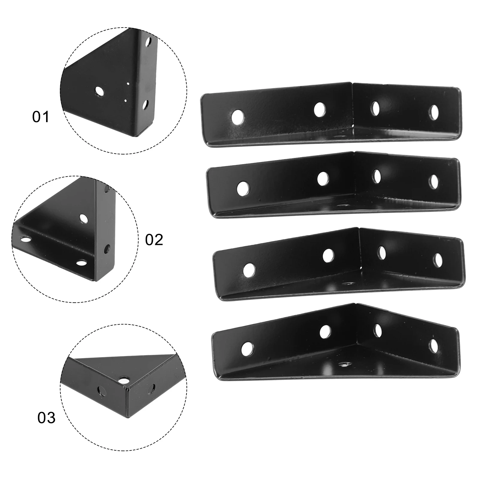 

4 Pcs Tools Corner Brackets Black&White Heavy Protector 1.5mm 90 Degrees Angle Shelf Support Furniture Hardware Accessories