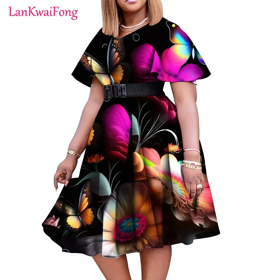 

. New Printed Fashion Women's Dress Elegance Commuting Loose Waist Casual Color Dress Wholesale