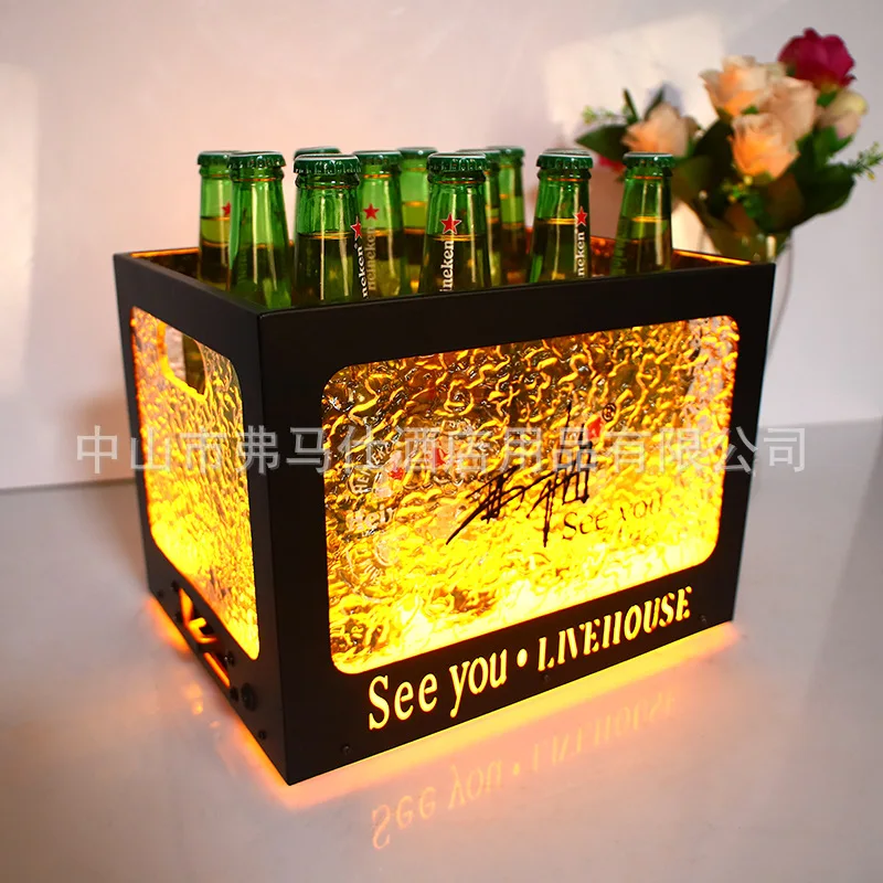 

Bar KTV Luminous Ice Bucket Acrylic Champagne Wrought Iron Beer Frame Ice Beer LED Anti-drop Ice