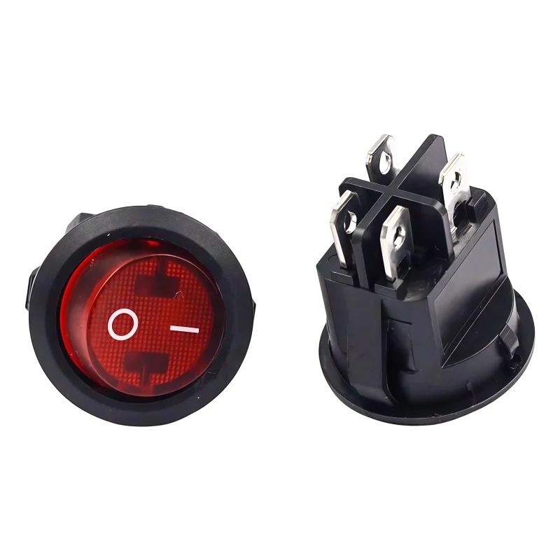 10pcs KCD1 224N Round Rocker Switch With Light 4Pins 6A 250V/10A 125VAC Boat Switch Snap-in SPST ON OFF Rocker 2 Position Switch