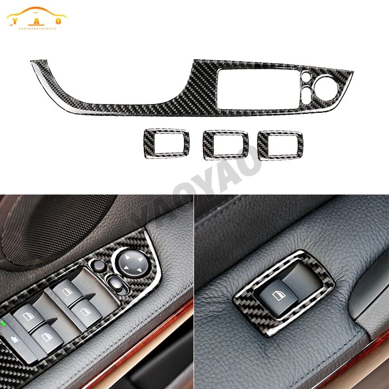 

Real Carbon Fiber Window Lift Control Trim Cover Sticker For BMW 3 Series E90 320i 325i 2005-2012 Car Interior Accessories