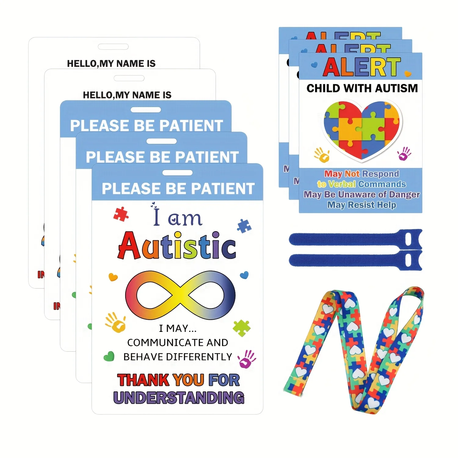 

Наклейки для экстренной медицинской помощи при аутизме: 3 шт., с липучками, для знакомства с информацией о контакте с аутистом и необходимости экстренной медицинской помощи