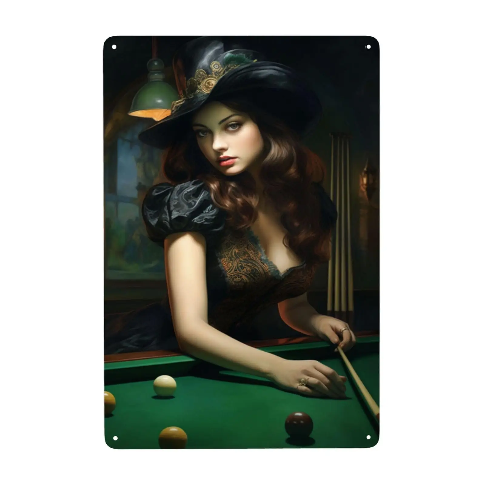 Victorian Elegance Poolroom Metal Tin Sign Classic Billiards Wall Decor Sophisticated Home Decor Plaque for IndoorOutdoor Antiqu