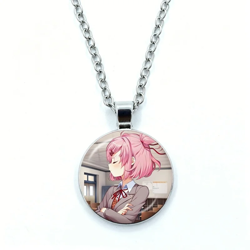 Cartoon Character Natsuki Necklace for Women Jewelry Anime Cabochon Glass Pendant Fashion Statement Crystal Necklace Wholesale
