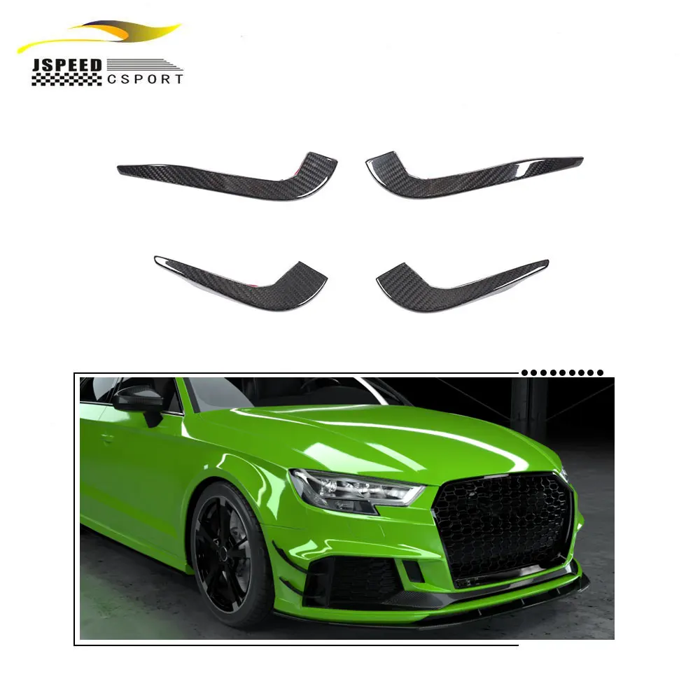 

4PCS Real Carbon Front Bumper Lip Splitter Fins Fit For Audi RS3 2017-2019