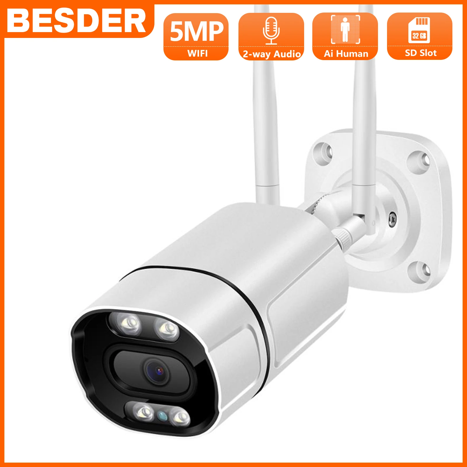 

5MP 3MP HD Audio IP Camera IR/Color Night Vision PIR 1080P Outdoor Wireless Video Surveillance WiFi Camera TF Card Cloud Storage