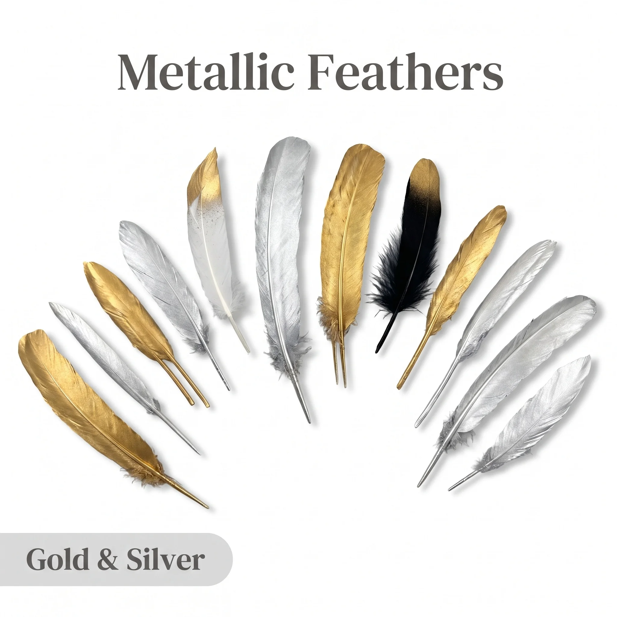 Gold Silver Painted Natural Feathers Goose Turkey Rooster Tail Feathers for DIY Jewelry Making Craft Decoration Costume Props
