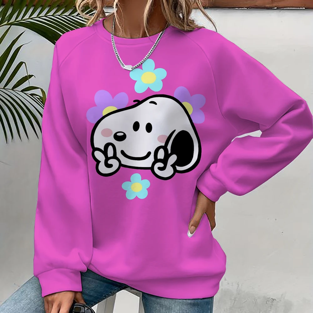 Snoopy Cartoon Anime Women\'s Hoodie Spring and Autumn Edition Women\'s Round Neck Hoodie 2024 New Casual Couple Sportswear Top