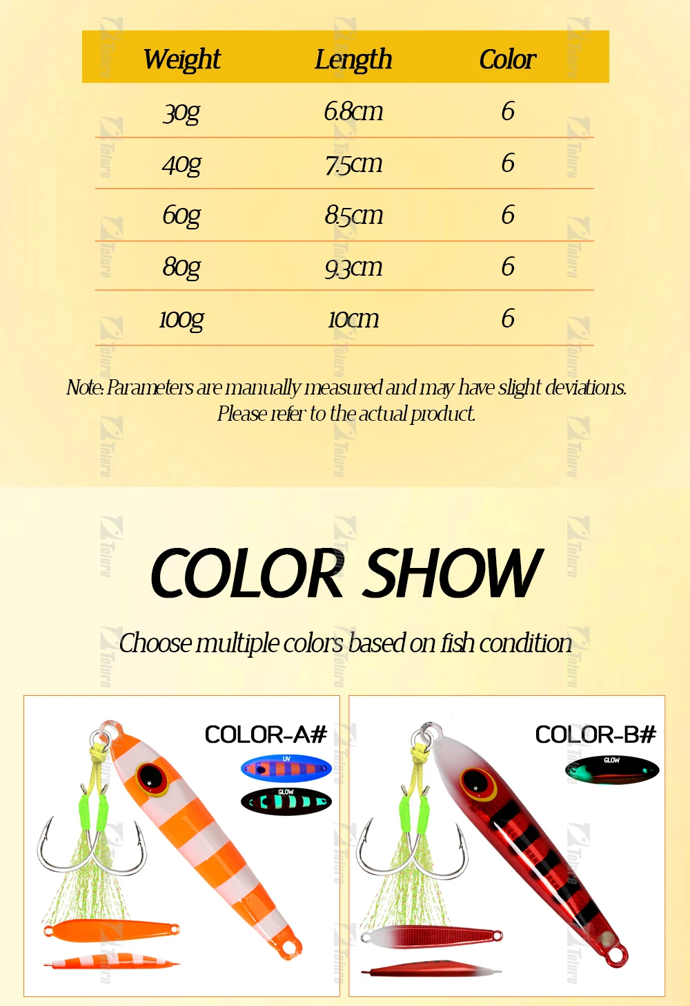 TOLU 2024 Neue 40g 60g 80g 100g Flache Langsam Sinkende Hartmetall Jigs Japan Laser Haut thunfisch Angeln Jig Köder Salzwasser Mit Haken – Detail 3