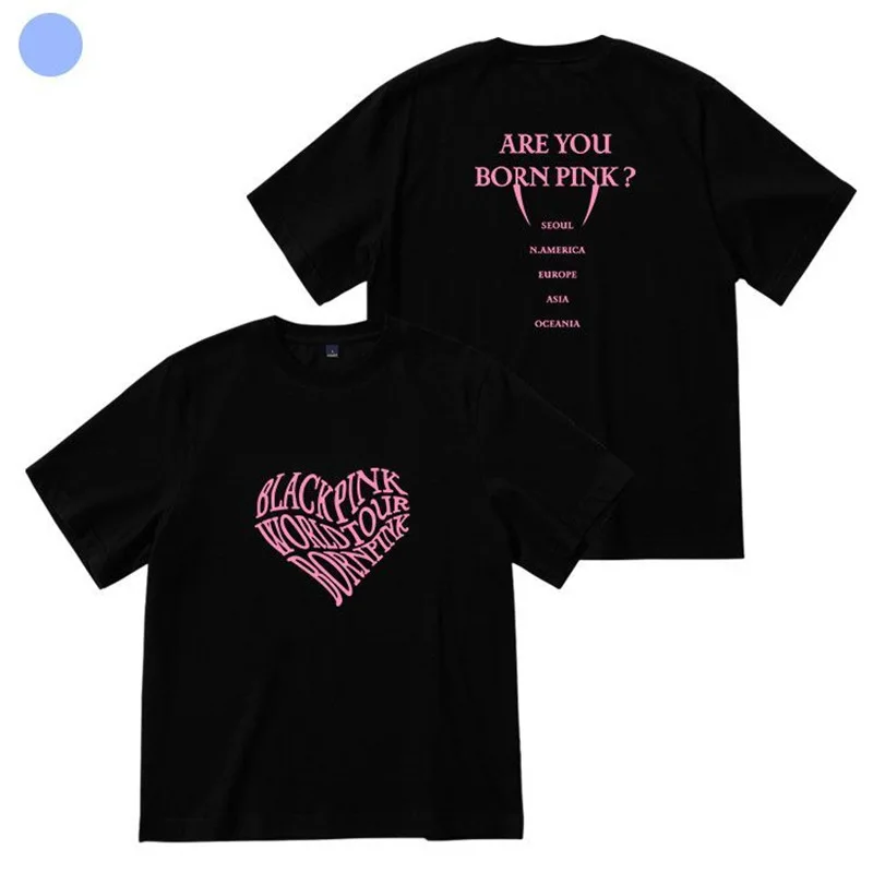 Black Pink Print T-Shirt Loose Casual Men Women O-neck Short Sleeved Brand Cotton T-shirts Trend Oversized T-Shirt Unisex