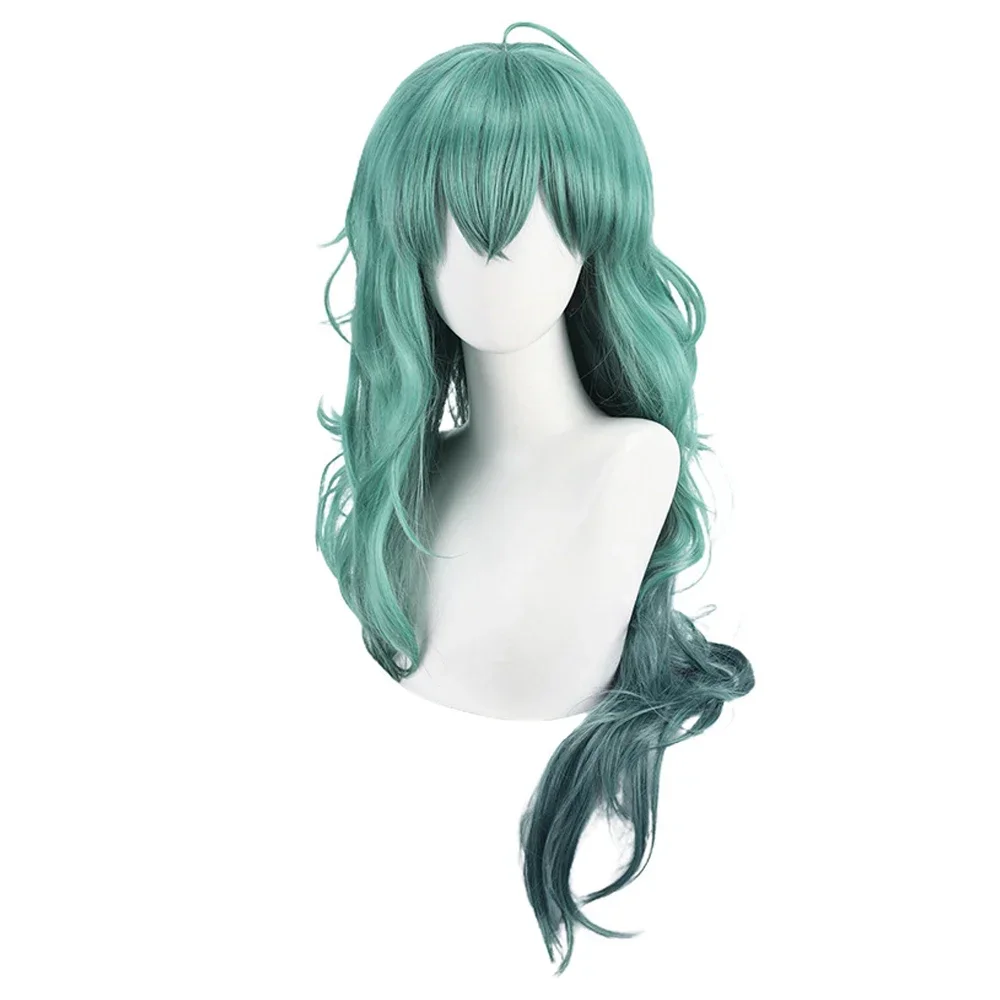 Anime Cosplay Perruque Synthétique Longue, Vert Ombre, Cheveux Ondulés Moelleux, Degré de Chaleur, 03 Party