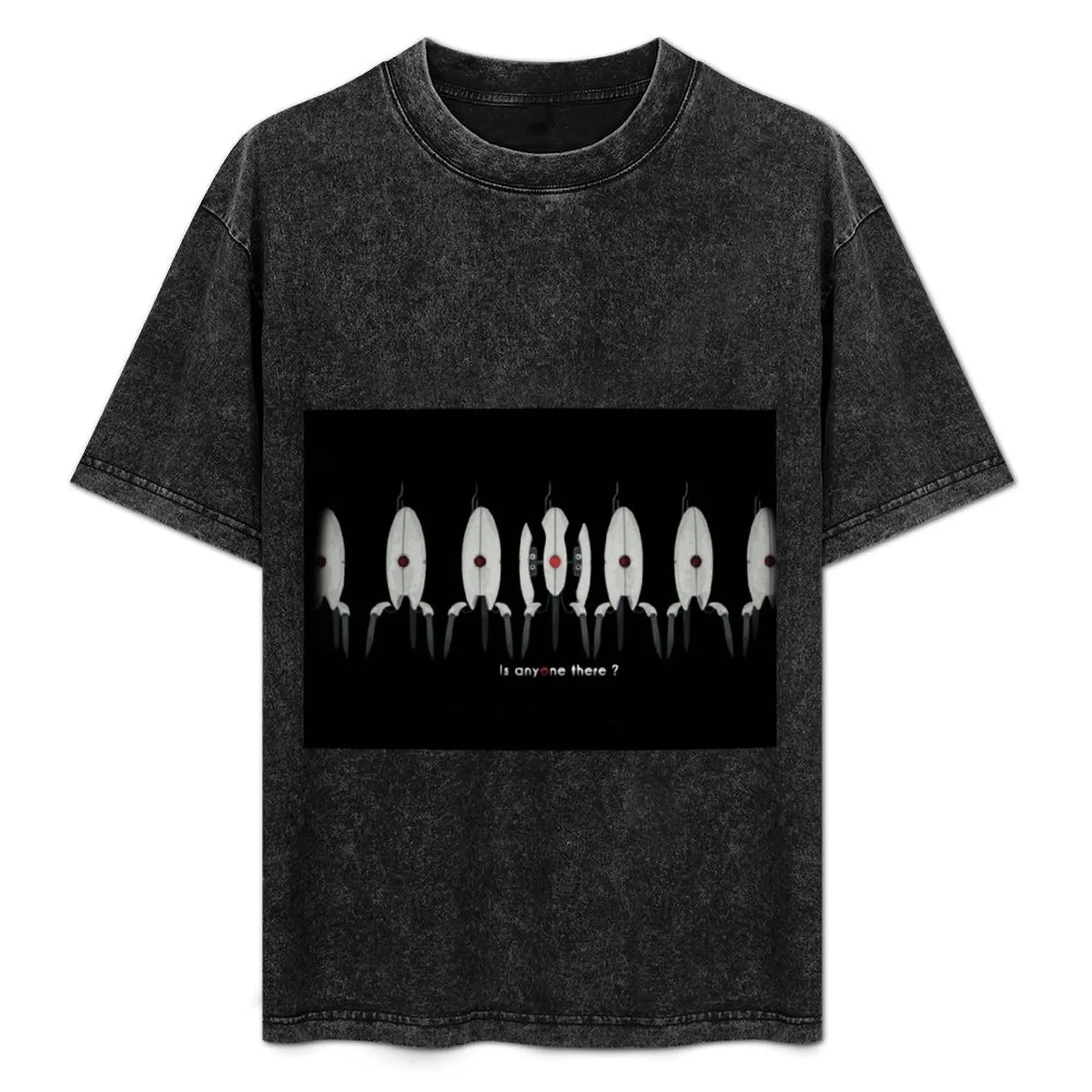 

Is Anyone There - Portal 2 Turret Artwork T-Shirt tops sports fans anime stuff cotton t shirt men
