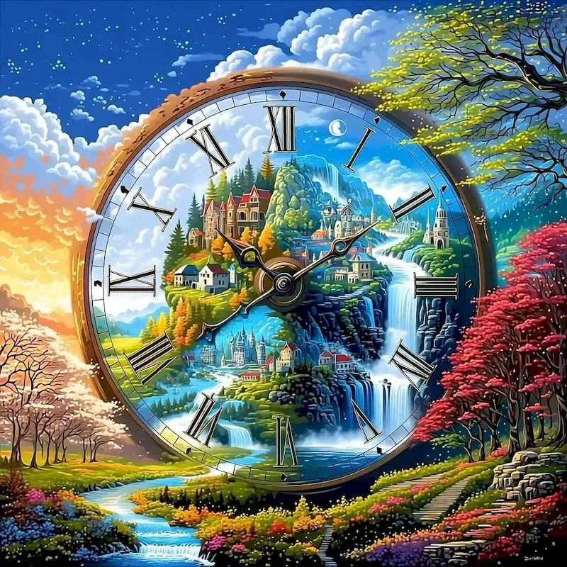 Large Jigsaw Puzzle 500/1000 Pieces Magic Clock Paper Puzzles Adult Present Portable Box for Family Games Educational Toys