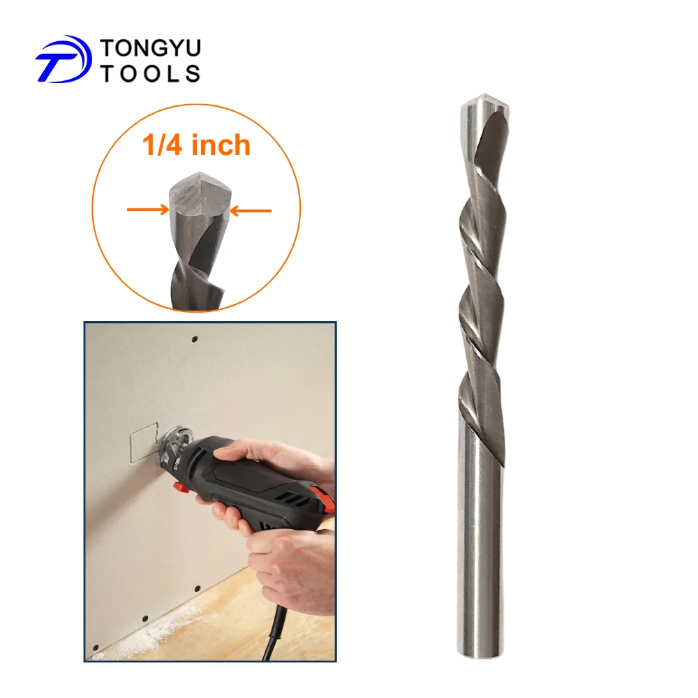 

1/4in Drywall Plasterboard Cutout Zip Bit, Guide Point HSS Downcut Spiral Bit for Rotary Cut-Out Tools, Window and Door Opening