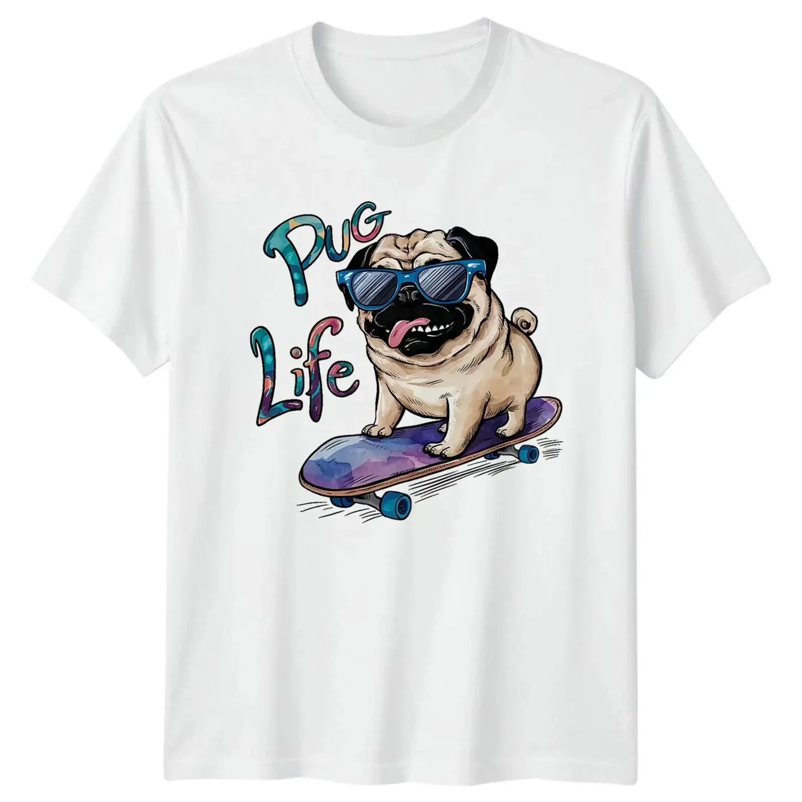 Mops Leben Skateboarding Hund lustiges Haustier Tierliebhaber Männer Frauen vintage Washed Versatile Casual Comfortable Stylish