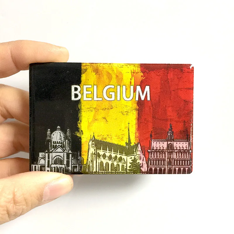 Cultural and Creative Belgium Flag Brussels Landmark Building Refrigerator Magnet High-end Exquisite Home Decoration