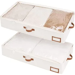 4 Pack Foldable Underbed Storage Box for Clothes Under Bed Clothes Organizer With Sturdy Structure and Ultra Thick Fabric