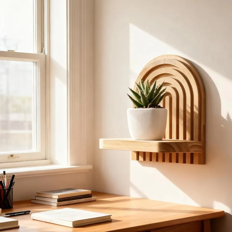 1PC Solid Wood Wall Planter Shelf Multi Tier Threaded Creative Flower Pot Holder Wall Rack for Home Living Room Decor Craft