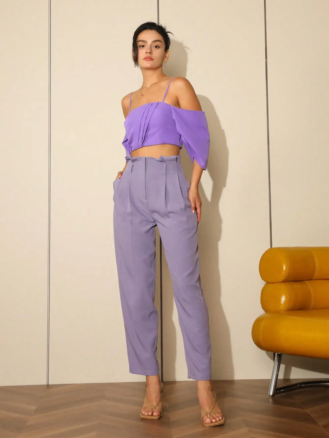 AEL  2024 autumn and winter new popular urban office slim fit solid color long suit pants for women