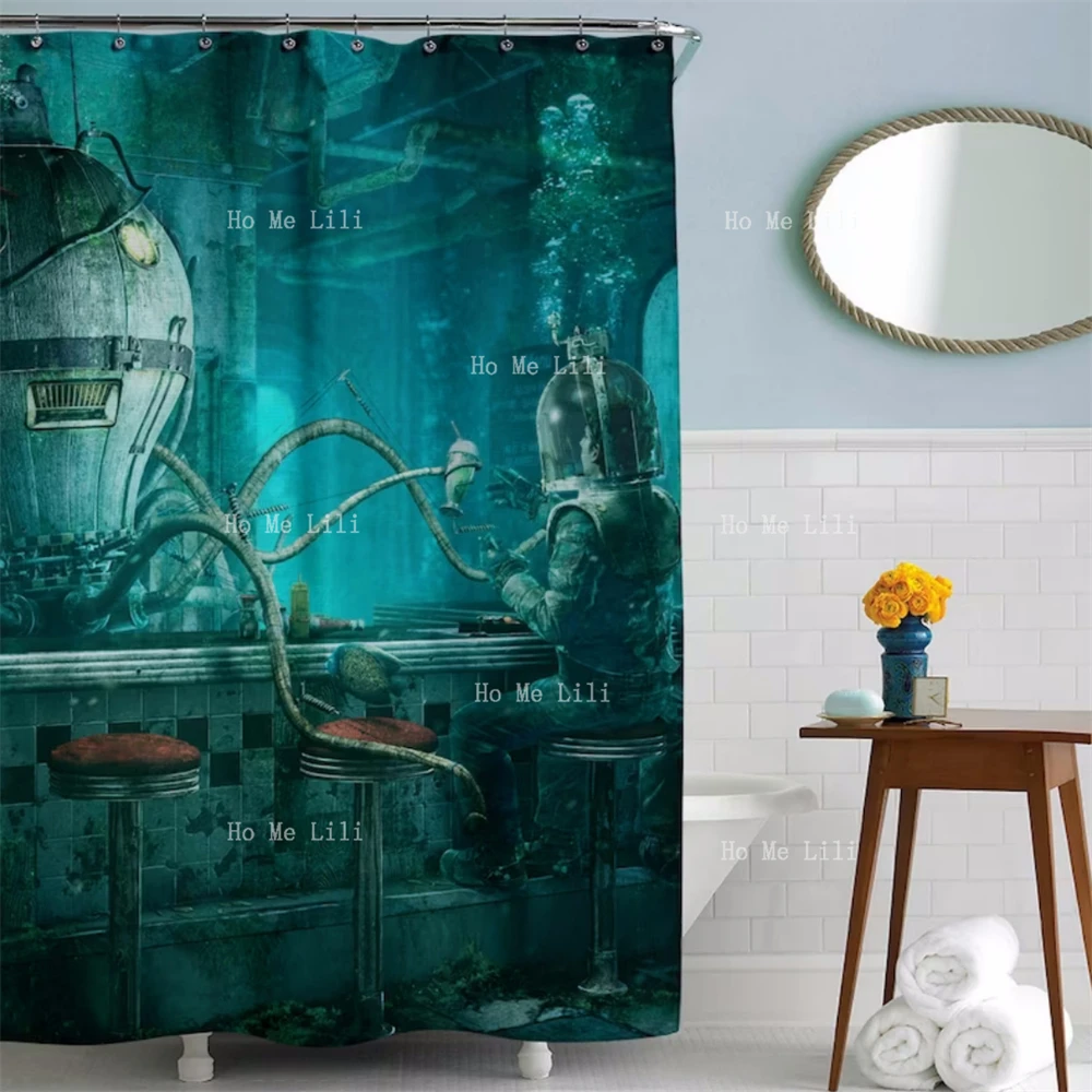 Steampunk Bathroom Art Sea Monster Shower Curtain