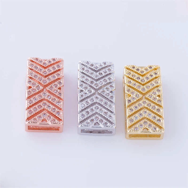 

DIY Copper Accessories Micro Pave CZ Rhinestone Square Shape Spacer Beads Connectors for jewelry making hacer collares
