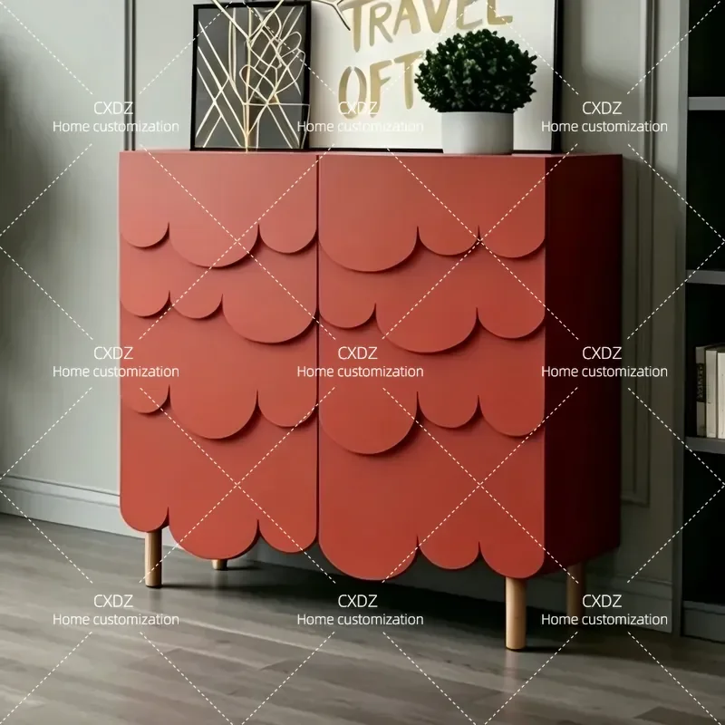 Solid Wood Dining Side Cabinet Entryway Shoe Storage Unit Modern Simple Multi Functional Locker for Porch Hallway Free