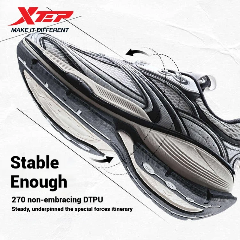 Xtep Basque 2.0 รองเท้าลําลองสําหรับชาย 2025 ฤดูร้อนสบายตาข่ายเพิ่มความสูงBreathable Retroรองเท้าผ้าใบ 875219320012