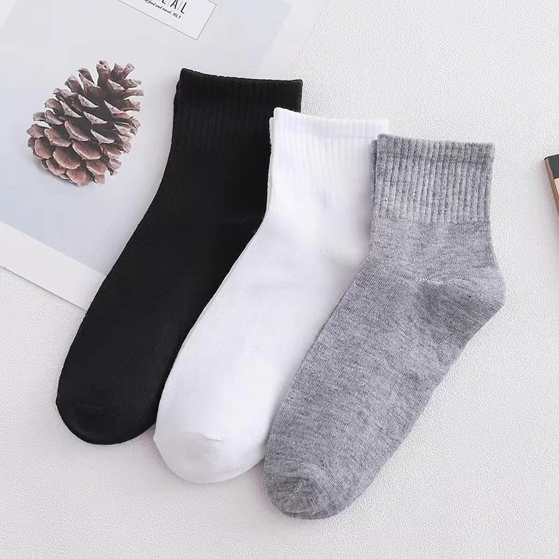 30Pairs/Lot Men\'s Socks Midtube Business Socks High Quality Polyester Cotton Breathable Soft Thin Socks Solid Color Medium Socks