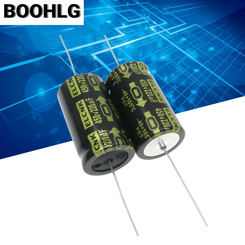 2PCS ELUM axial polarized high voltage tube amplifier filter electrolytic capacitor 450v 220uf 25X45mm