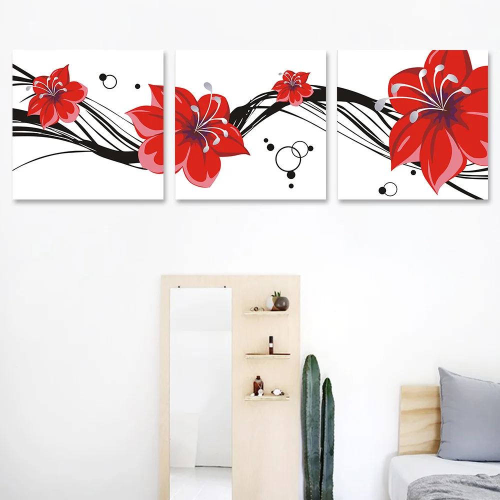 

Flowers, modern abstract canvas painting, minimalist room decorative art poster, living room, bedroom decorative painting