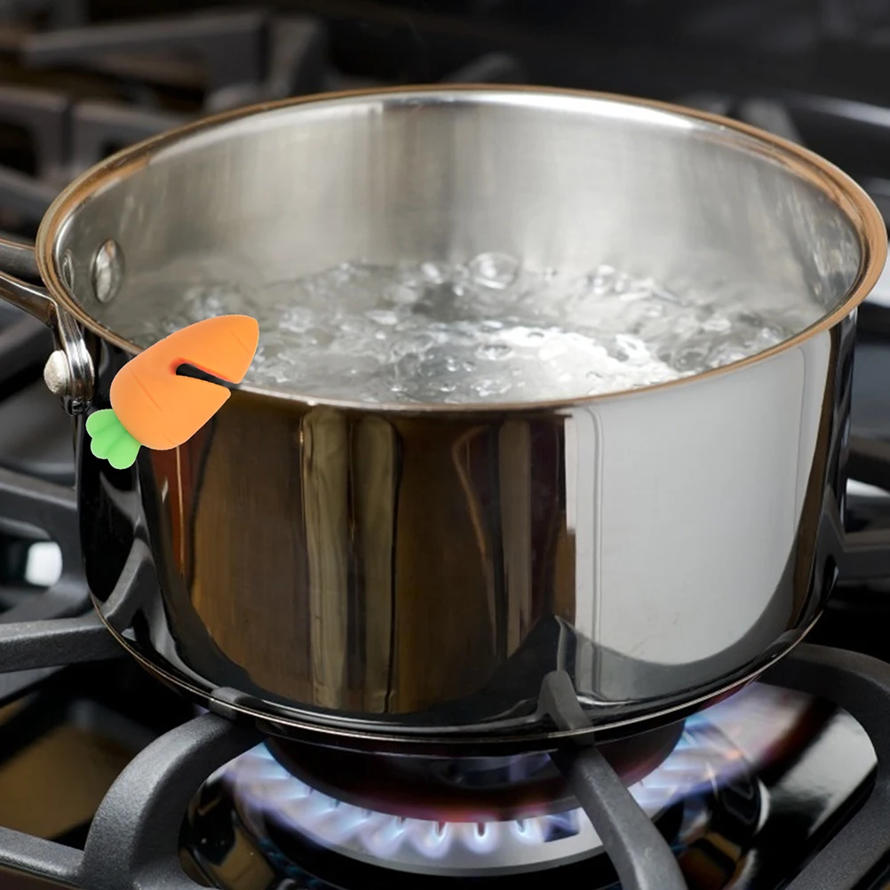 

6Pcs Heat-Resistant Silicone Boil Over Spill Stoppers Pot Lid Lifters Carrot Spill-Proof Boil Lifters Kitchen Cooking