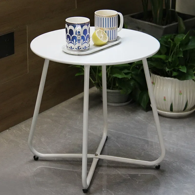 

Nordic movable small round table wrought iron balcony coffee table modern simple living room sofa bedside mini side table