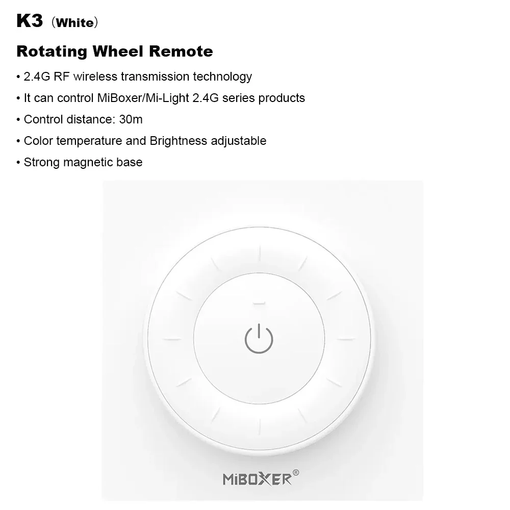 MiBoxer K3 2.4G Rotating Wheel Remote Color Temperature Panel Remote Control Adjustable Dimmer Wireless Controller for LED Buld